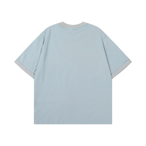 Costura personalizada de dos colores camiseta en blanco de alta calidad de peso pesado 100% algodón hombres impresión bordado personalizado camiseta en blanco - Product Image 3