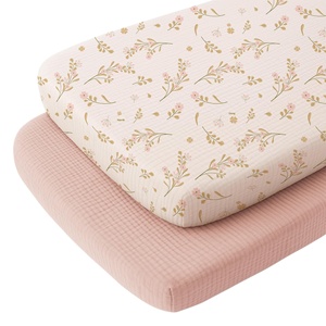 Drap <span class=keywords><strong>de</strong></span> <span class=keywords><strong>lit</strong></span> floral pour bébé, doux et respirant, housse <span class=keywords><strong>de</strong></span> matelas ovale et rectangulaire 40 fils, toutes saisons - Product Image 5