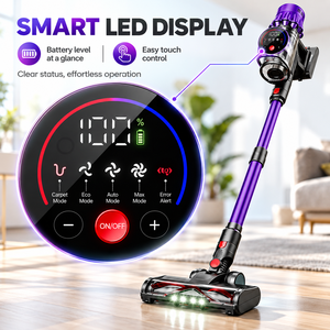 OEM ODM 40KPa 650W 250AW Cordless Stick Vacuum Cleaner Brushless Motor LED Display for Home <b>Carpet</b> Pet Hair Cleaning Best Price - Product Image 1