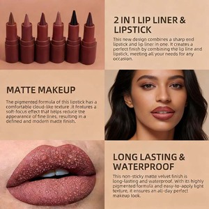 <span class=keywords><strong>Crayon</strong></span> à lèvres triangulaire avec logo personnalisé, contour nude, rouge, couleur multifonction, rouge à lèvres repulpant, crémeux, khol, eye-liner, cosmétiques pour les lèvres - Product Image 5