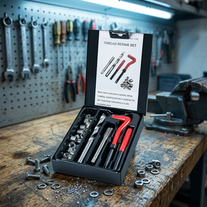 <b>Thread</b> Repair Set M3-M14 Steel Hand Tool Kit with Tap Drill Bit Wire <b>Insert</b> Hard Case for Mechanical Repair - Product Image 4