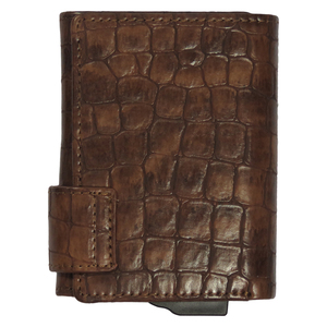 Portefeuille pour homme en cuir de crocodile, blocage RFID, fermeture à boucle, style minimaliste, longueur courte, usage quotidien, motif alligator marron - Product Image 4