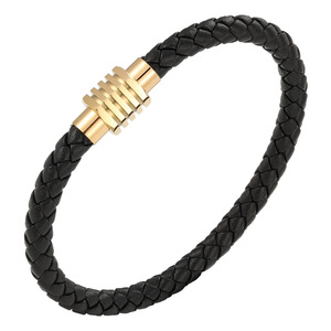Bracciale da <span class=keywords><strong>Uomo</strong></span> dal Design Semplice in Acciaio Inossidabile con Cinturino in Pelle Intrecciato <span class=keywords><strong>Accessori</strong></span> - Product Image 2