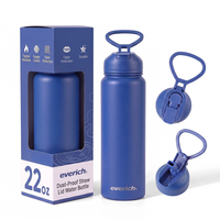 Bouteille d'eau en acier inoxydable Everich résistante aux chocs de 22 oz avec couvercle anti-poussière, poignée large, anti-chute, bouteille d'eau pour enfants