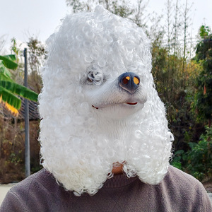 Máscara de Látex de <span class=keywords><strong>Perro</strong></span> Poodle de Lujo para Fiestas, Carnaval, Disfraz de Animal, Máscara Divertida de Mascotas para Adultos - Product Image 5