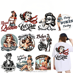 Vintage Pin-Up Girl DTF Heat Transfers-Custom Retro Poster Designs Alphabet Flower Custom Color For T-Shirts Hoodies Apparel