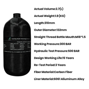 TUXING Meilleur Prix <span class=keywords><strong>Bouteille</strong></span> de Plongée Scuba 2.7L Haute Pression 300bar 4500psi 30mpa en Fibre de Carbone pour Respiration Sous-Marine - Product Image 2