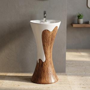 Lavabo de Cerámica de Alta Calidad de Una Pieza con Pedestal Completo para Exportación - Product Image 5