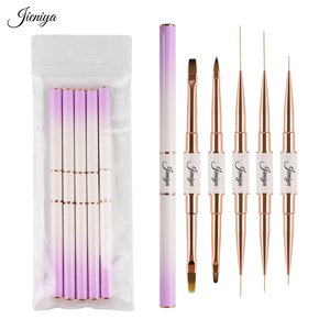 Juego de Pinceles para Decoración de <span class=keywords><strong>Uñas</strong></span> 3D de Doble Punta con Mango de Metal Rosa Blanco y Pelo de Nailon/Kolinsky, Novedad de <span class=keywords><strong>2023</strong></span> - Product Image 1