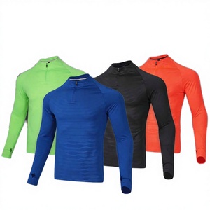 เสื้อกีฬาแขนยาวผู้ชายแบบใส่ได้สองด้าน แห้งเร็ว คอตั้ง สำหรับฤดูใบไม้ร่วง ออกกำลังกาย วิ่ง ใส่สบาย มีซิป ระบายอากาศได้ดี น้ำหนัก 220 กรัม - Product Image 2