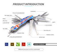 Couteau multifonction pliable 11-en-1 avec logo personnalisé, souvenir de Norvège, porte-clés, vente en gros