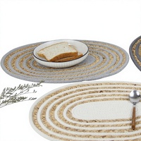 Sets de table, dessous de pot et sous-verres en jacinthe d'eau et corde de coton tressée, épaissis, antidérapants et isolants thermiques, pour usage domestique et hôtelier, style occidental