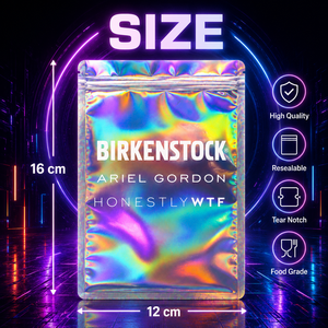 Custom Printed <strong>Holographic</strong> Mylar Bags Three Side Seal <strong>Packaging</strong> Pouch With Zipper and Clear Window - Product Image 2