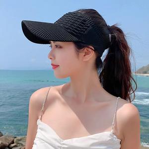 Casquette de sport pour femmes, visière de soleil, style snapback, à dessus ouvert, à large bord, élastique, pour le tennis, le golf et les sports d'été en extérieur - Product Image 4