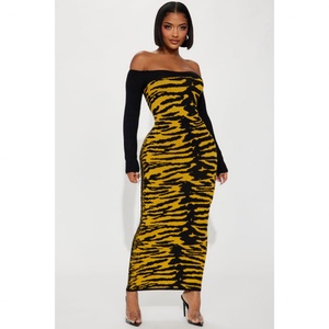 Wholesale New Products Autumn New Fashion Stripe Dress Comfortable and Elastic Style Full of Middle Length Dress - Product Image 4