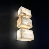 Lámpara de pared de alabastro de mármol moderno de diseñador italiano para dormitorio lámpara de fondo LED de lujo remoto para estudio sala de estar piedra