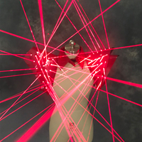 Gilet LED rouge avec gants laser lumineux et lunettes, tenue de performance en polyester pour adultes, idéal pour la scène, les soirées dansantes et les spectacles laser