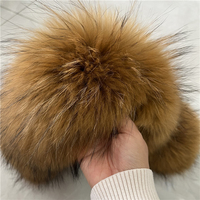 Bandes de col en fourrure de renard véritable raton laveur brun naturel