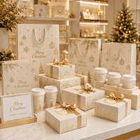 Boîte cadeau magnétique de Noël, boîte pliante de luxe personnalisée en or métallisé, format A4 avec fente pour carte, pour cadeau de fête, vente en gros