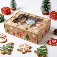 Boîte à biscuits de Noël personnalisée en kraft avec fenêtre transparente, emballage cadeau pour biscuits de Noël, pour cadeaux de boulangerie de Noël