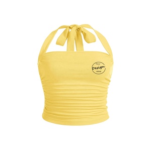 เสื้อกล้ามสายคล้องคอคอคอคอคอตตอนเปิดหลังสีพื้นเซ็กซี่เข้ายิมฟิตเนสสำหรับผู้หญิง - Product Image 6