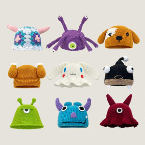 Otoño Invierno cálido Jersey de punto sombrero largo trenza divertido diablo Animal diseño de dibujos animados cómodo protección auditiva para hombres - Product Image 3