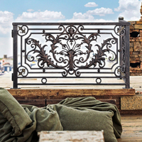 Garde-corps et rampes d'escalier en fer forgé artistique avec main courante, montage mural, résistant à la rouille, design traditionnel pour usage intérieur