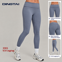 Leggings Dingtai pour femmes, taille haute, avec ceinture pliée, longueur cheville, très extensibles, respirants, pantalons de pickleball