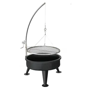 Kingjoy wood charcoal fuel burner 120cmH 65cm bonfire fire pit camping travel BBQ grill kit with triangle chains easy assembly