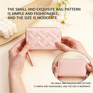 PU Leather Light <strong>Blue</strong> Heart Embroidery Short <strong>Wallet</strong> Factory Direct <strong>Women</strong> Cute Mini Bifold Card Holder <strong>Wallet</strong> - Product Image 4