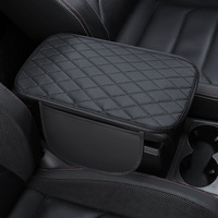 Coussin de protection universel pour accoudoir de voiture en microfibre et cuir PU avec 2 poches de rangement
