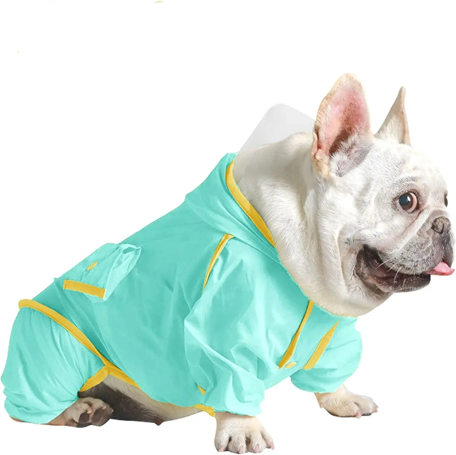 Cappotto antipioggia Dag con cappuccio trasparente Poncho antipioggia per animali domestici abbigliamento per cani impermeabile a 4 gambe impermeabile a copertura totale