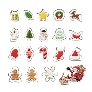 18支圣诞袜雪人树形软糖模具邮票模具饼干切割机套装