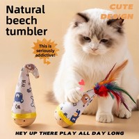 Jouet pour chat Tumbler : Gadget anti-ennui et stimulant pour l'énergie, avec plume et balle, article indispensable pour chatons
