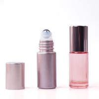 Botol Roll-on Parfum Kosmetik Minyak Esensial Serum Kaca Pink Rose Gold Mini Portabel 5ml 10ml untuk Dijual
