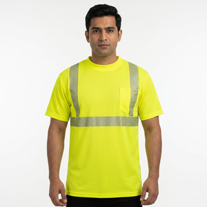 T-shirts de sécurité à manches courtes 2026 à haute visibilité, réfléchissants et respirants en polyester/coton, personnalisables avec votre logo, unisexe, pour le travail - Product Image 1