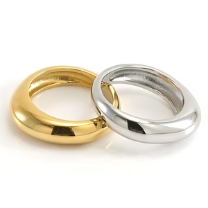 Women's Stainless Steel Fashion <b>Ring</b> With 18K Gold Classic All-Match Titanium Steel for Engagement Stylish Jewelry - Product Image 1