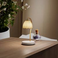 Lampe chauffe-cire électrique à intensité variable et minuterie, avec abat-jour en verre dépoli motif pétale de citrouille, pour bougies en pot