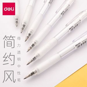 Deli Push Button Neutral <b>Pen</b> 0.5Mm Black Transparent Barrel Office School Use - Product Image 1