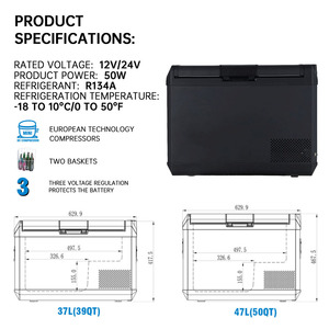 47L Portable Car Fridge Refrigerator12v Dual Zone OEM With Battery Outdoor Camping Refriger Portable Car <b>Refrigerator</b> - Product Image 6
