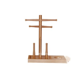 Soporte de exhibición de anillos de madera con colgador de collares, organizador con temática de béisbol para anillos y joyas - Product Image 5