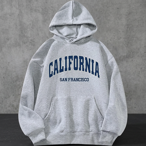 Sweat-shirt à capuche pour homme California San Francisco, coupe ample, en coton French Terry, décontracté, avec poche avant - Product Image 1