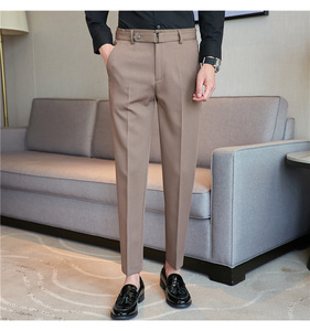 Spring Men's Dark Striped Casual <strong>Trousers</strong> Slim Fit British <strong>Light</strong> Business Long Pants OEM - Product Image 6