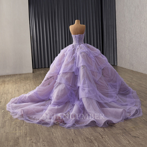Robe de soirée violette personnalisable de luxe Rsm251124 pour femme, dos lacé, sans manches, ornée de paillettes, Abendkleid Jancember - Product Image 4