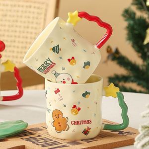 Cartoon Christmas Coffee Mug Drinkware <b>Ceramic</b> Water Tea <b>Cup</b> Cute Mug With Lid Spoon - Product Image 1