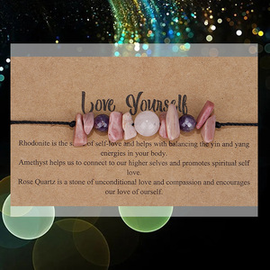 Nuevas Pulseras de Piedras Naturales Trituradas con Cuentas de Cristal para Mujer, Inspiradoras, de Yoga, Anti-Ansiedad, Regalo para Amarte a Ti Mismo - Product Image 6