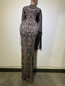 Chic strass glands fête d'anniversaire longue <span class=keywords><strong>robe</strong></span> longueur de plancher moulante Club <span class=keywords><strong>robe</strong></span> de <span class=keywords><strong>Cocktail</strong></span> femmes diamant <span class=keywords><strong>robe</strong></span> de soirée de mariage - Product Image 4