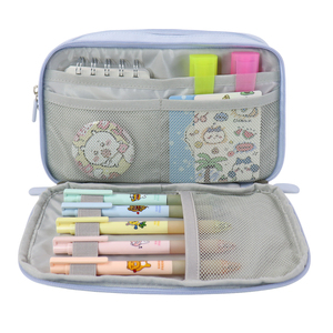 Trousse à crayons bleu clair personnalisable avec fermeture éclair et patch, idéale pour l'école et le bureau – Sac de papeterie au design soigné - Product Image 6