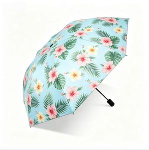 Sombrilla Plegable Automática de 8 Varillas con Diseño de Flores Tropicales, Protección UV, Resistente al Viento, Doble Uso, para Lluvia y Sol - Product Image 3