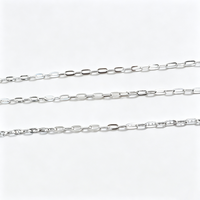 Cadena de Eslabones Planos Largos de Plata 925 al por Mayor, Cadena Rectangular Plana para Fabricación de Joyas, para Pulseras y Collares DIY